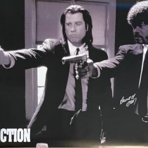 Two men aiming guns, "Pulp Fiction" poster.
