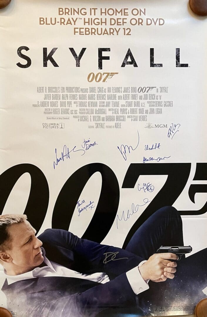 Skyfall movie poster with signatures.