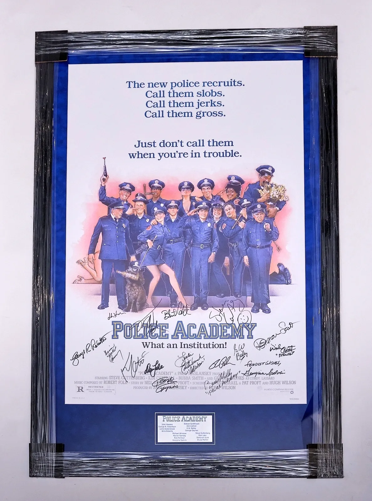 Framed "Police Academy" Cast Signed Movie Poster