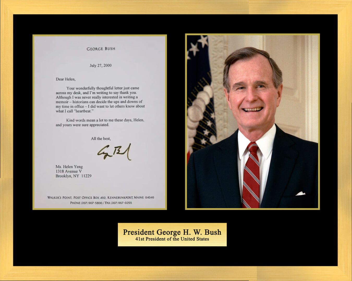 "President George H. W. Bush" Signed Letter