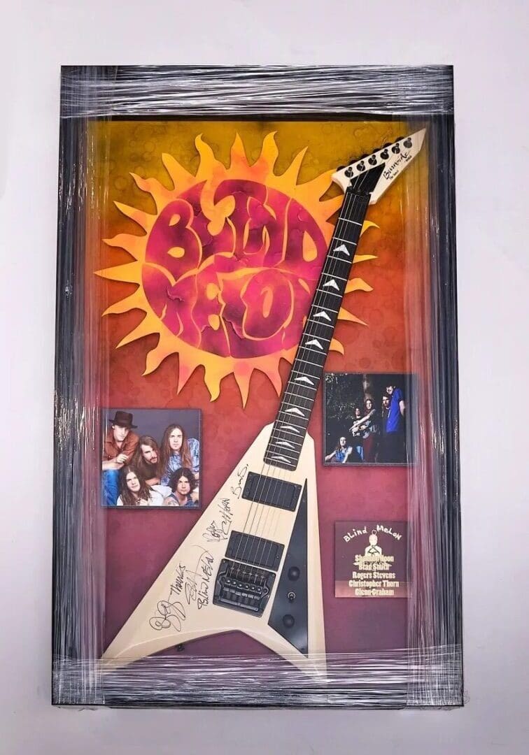 Framed "Blind Melon" Band Autographed Guitar