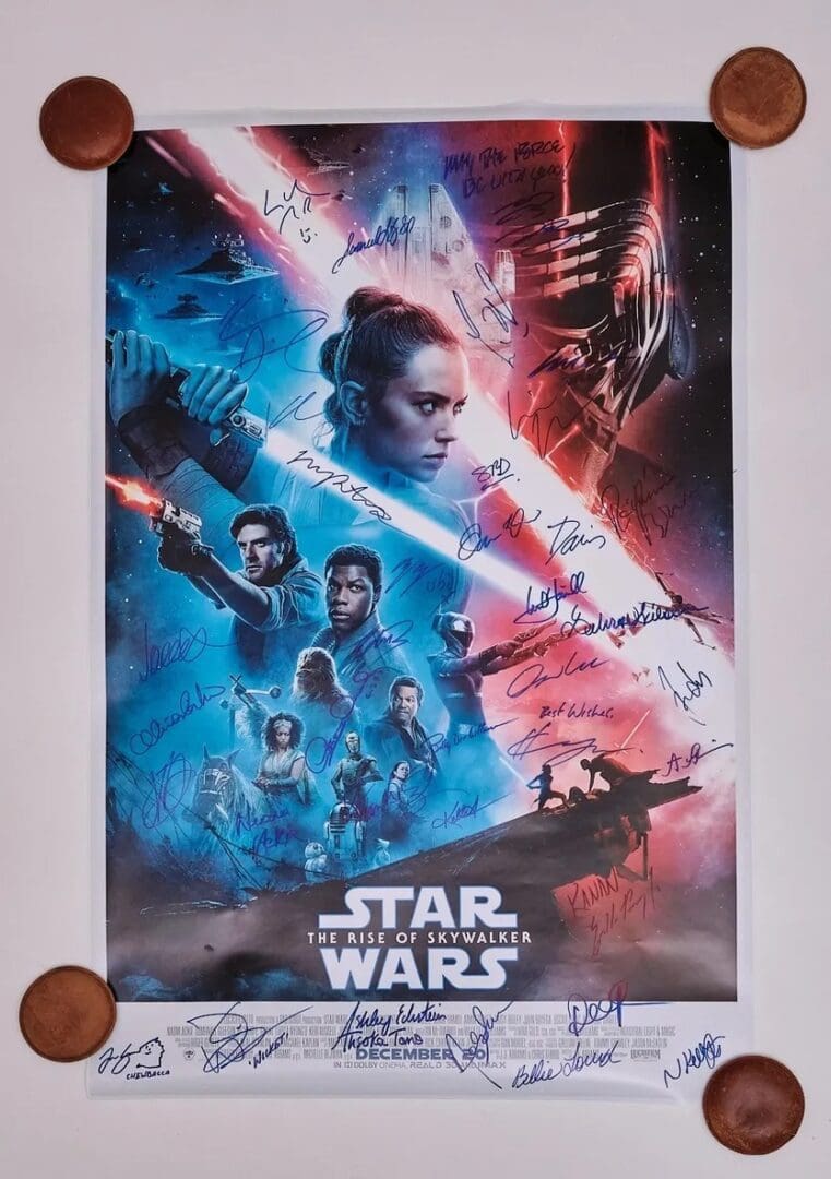 "Star Wars The Rise of Skywalker" Cast Autographed Movie Poster