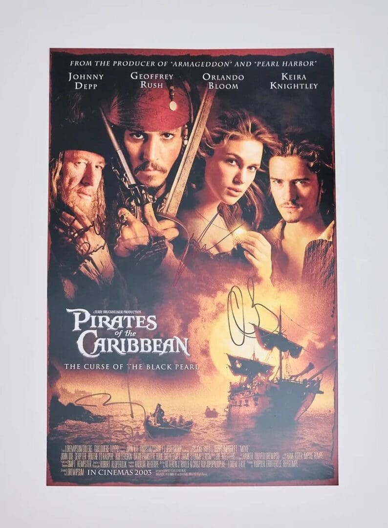 "Pirates of the Caribbean" Autographed Mini Movie Poster