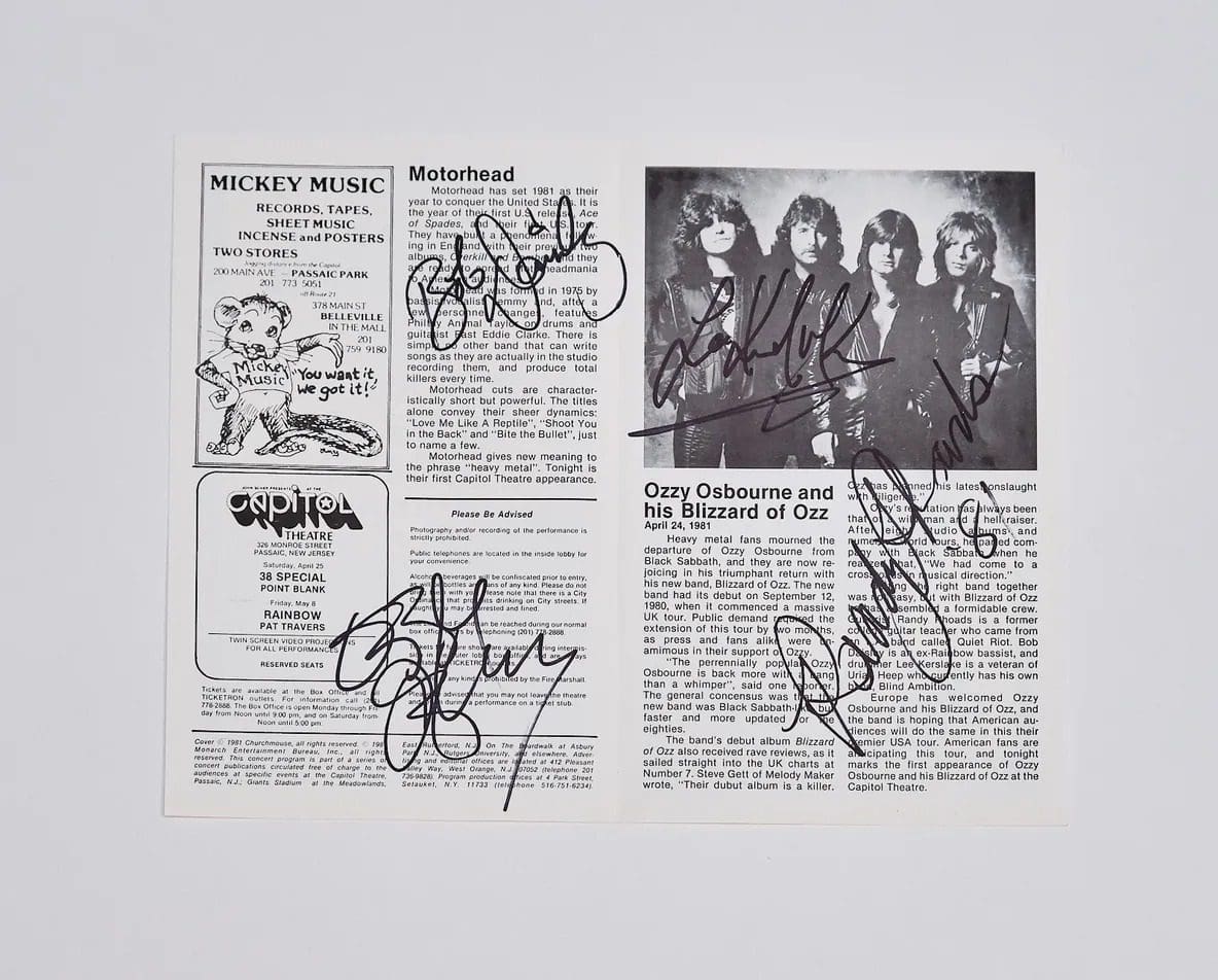 "Blizzard of Oz" Autographed Band Signed Article