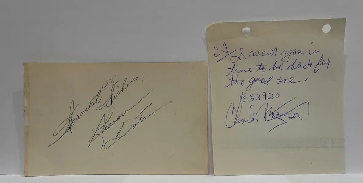 "Charles Manson and Sharon Tate" Signatures