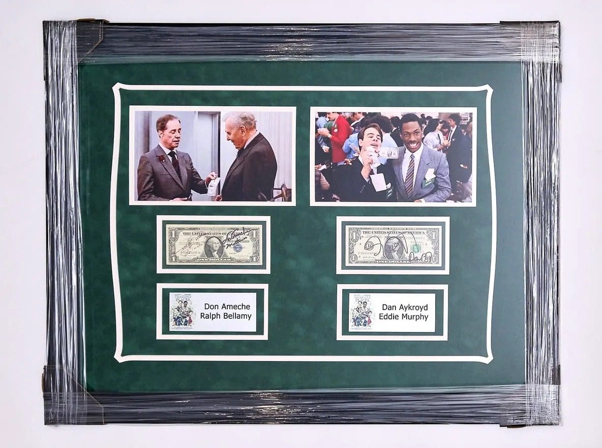 Framed "Trading Places" Autographed $1 Bills