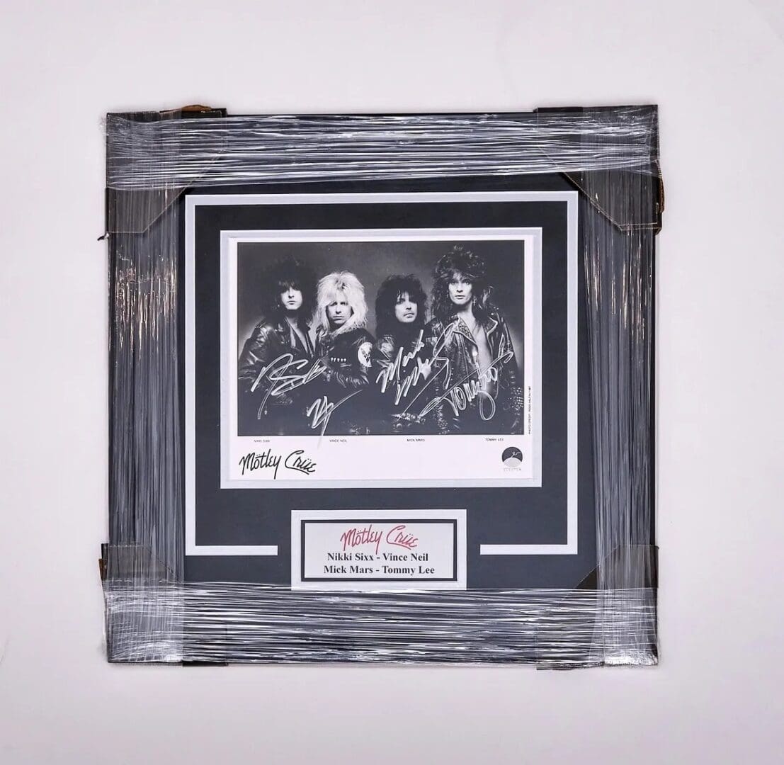 Framed Motley Crue Autographed Band Photo