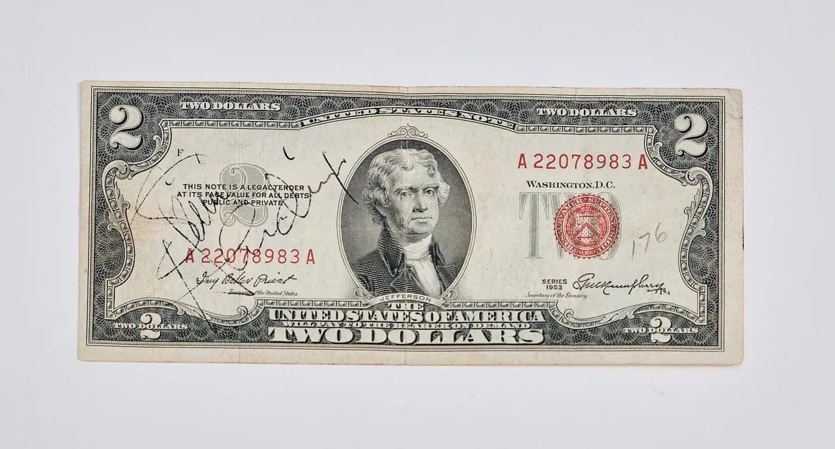 "Jimi Hendrix" Autographed $2 Bill