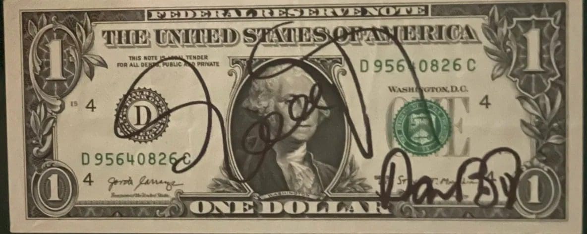 Framed "Trading Places" Autographed $1 Bills - Image 3