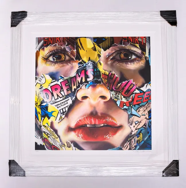 Framed Sandra Chevrier Autographed Multi-Media Art