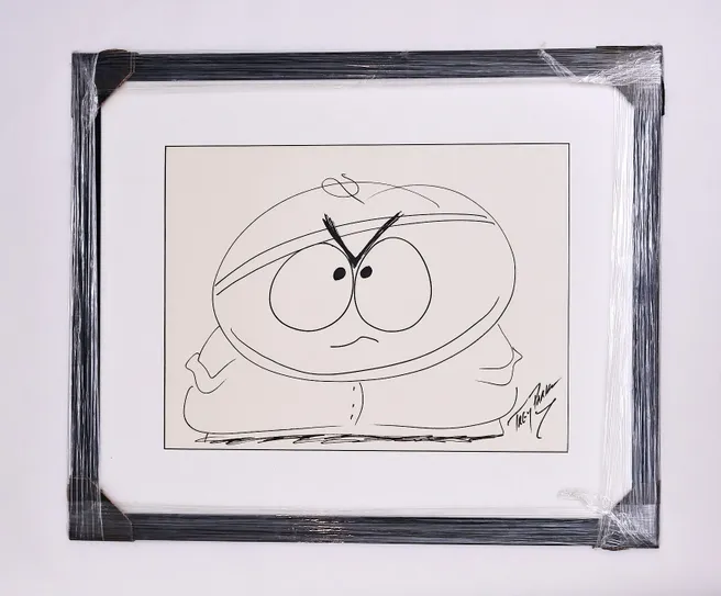 Framed Trey Parker "Eric Cartman" Autographed Drawing (South Park)