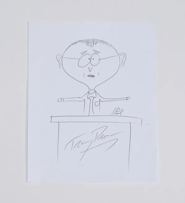 "South Park" Trey Parker Autographed Sketch (Mr.Mackey)