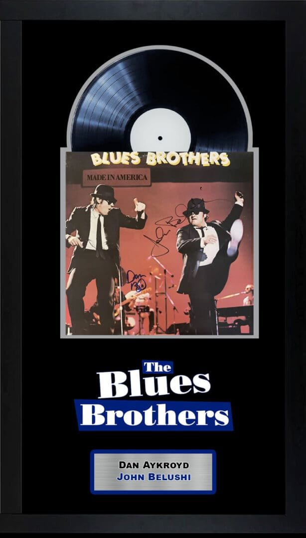 Framed "Blues Brothers" album and vinyl display.