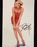 Smiling woman in red dress