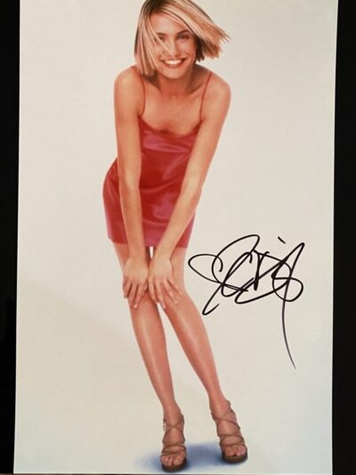 Smiling woman in red dress