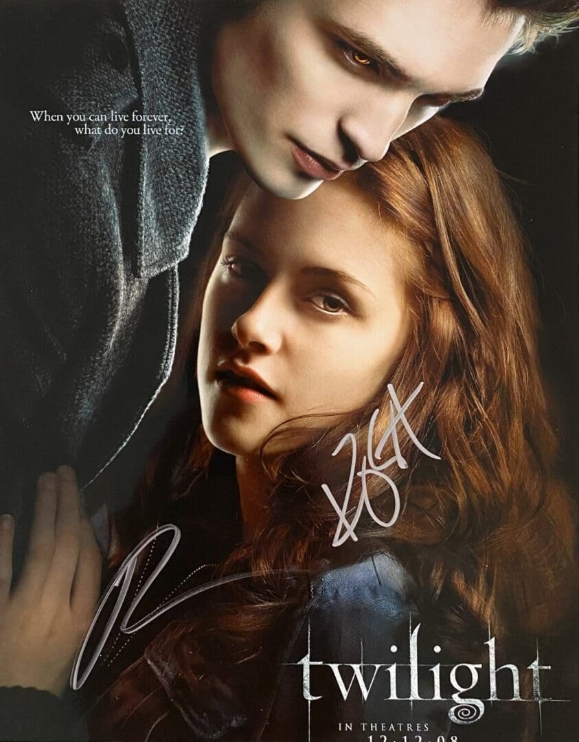 Twilight movie poster with signed autographs.