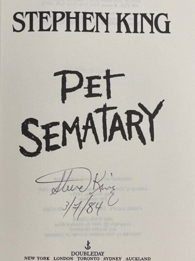 Stephen King signed 'Pet Sematary' title page.