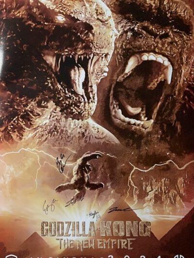Godzilla and Kong roaring movie poster.