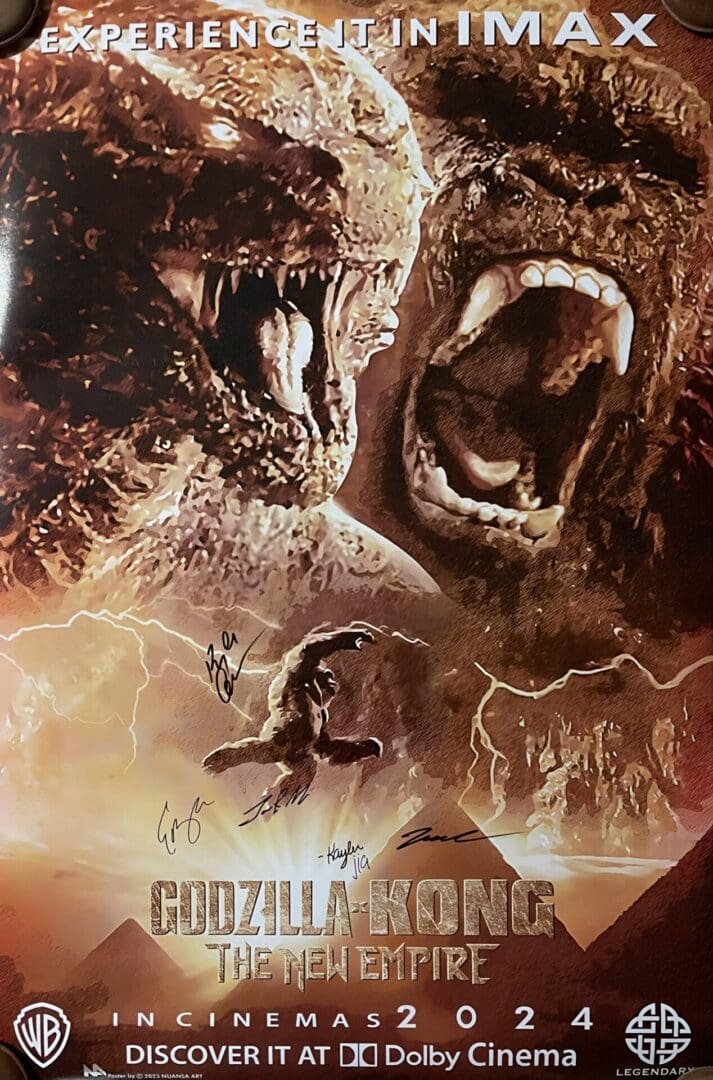 Godzilla and Kong roaring movie poster.