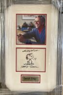 Framed photo and drawing with signature.
