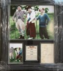 Framed photo and signatures of three golfers.