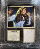 Framed Bob Marley photograph with signature.