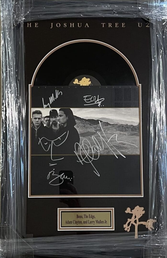 Signed "The Joshua Tree" album display.