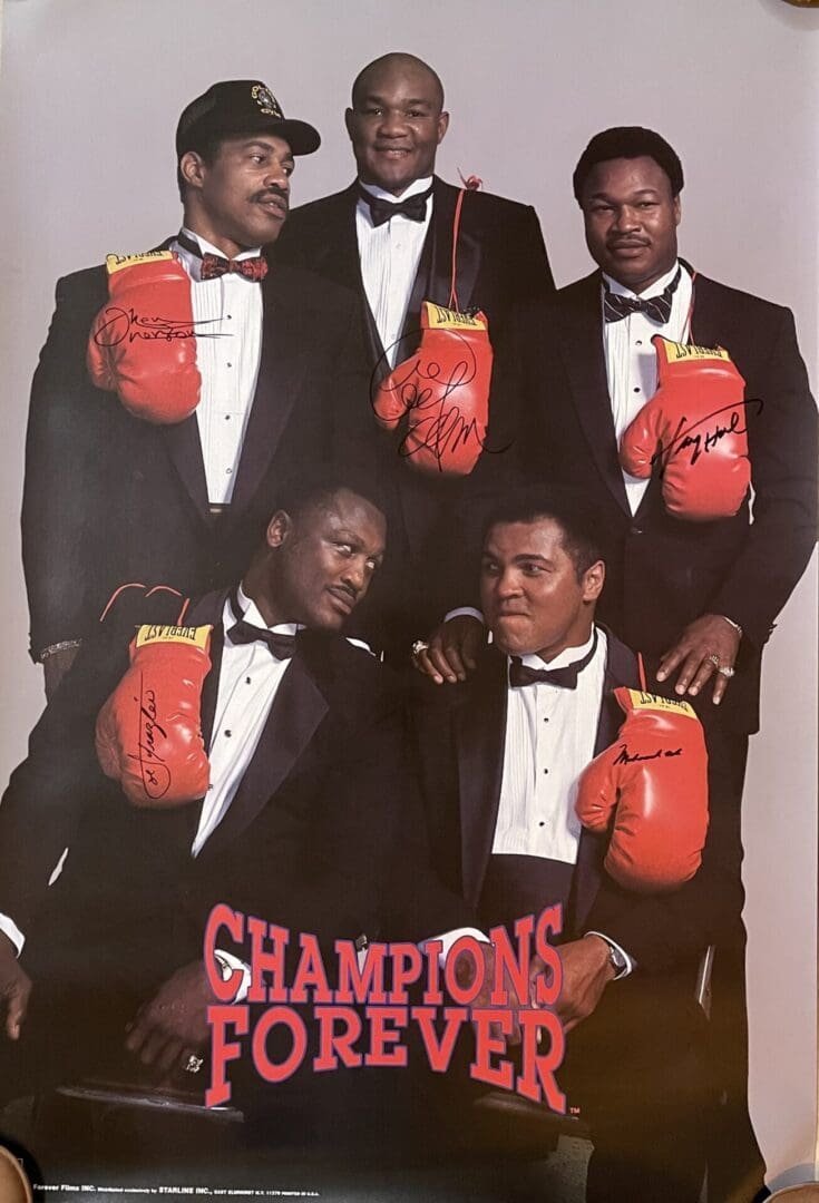 Boxers posing with red gloves