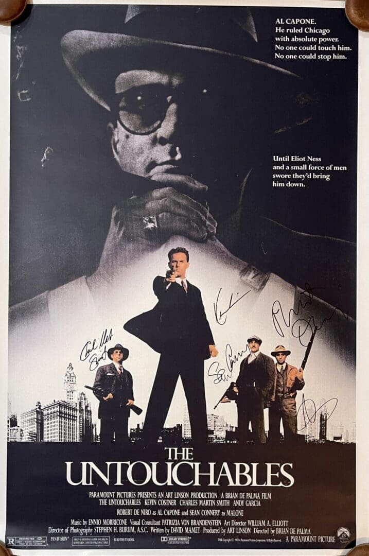 The Untouchables" movie poster with signatures.