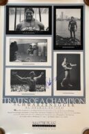 Bodybuilding poster with black and white photos.