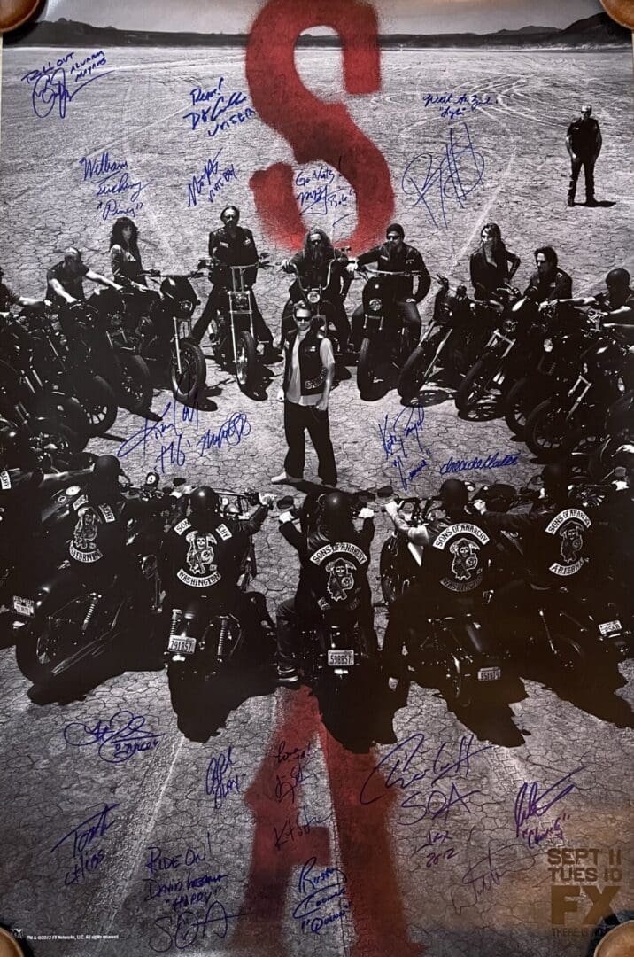 Bikers with autographed poster