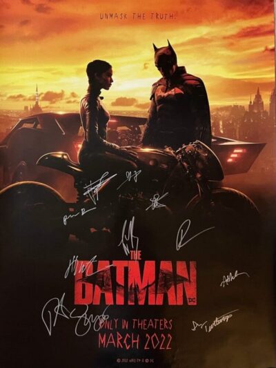 Batman movie poster with autographs