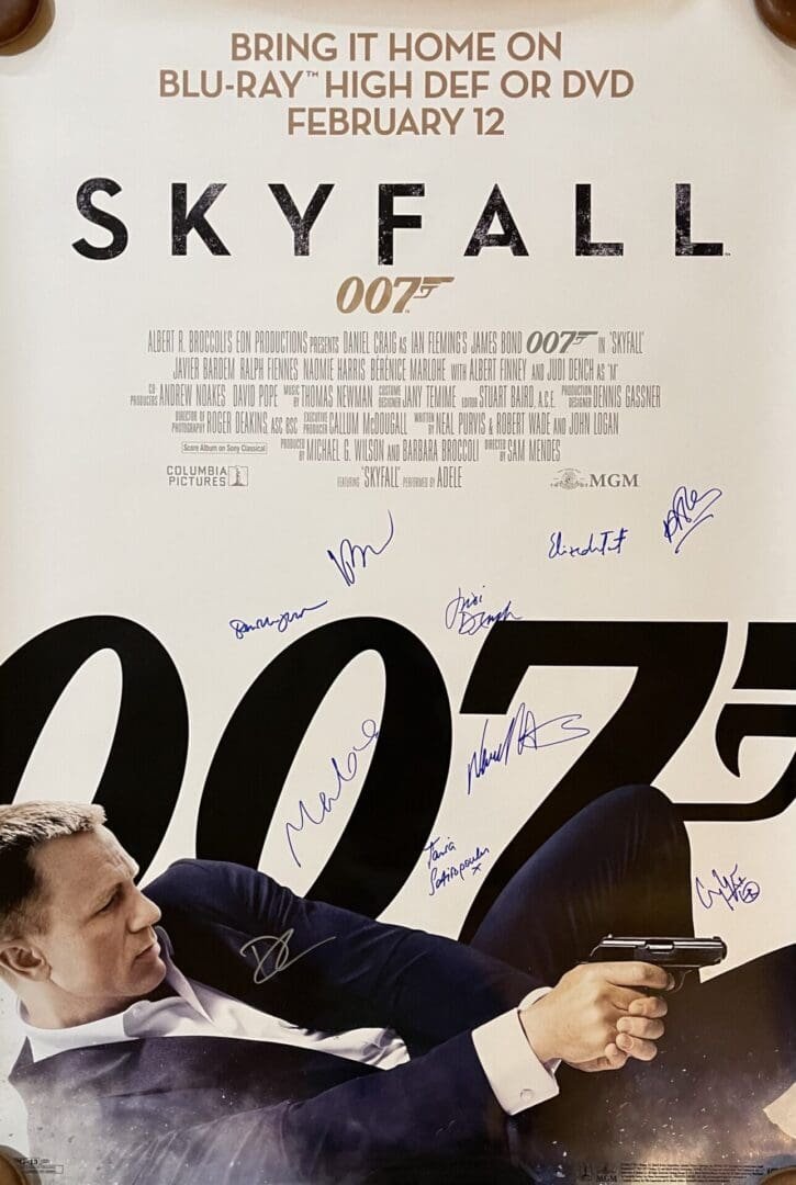 Skyfall movie poster with autographs.