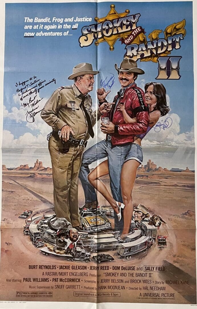 Movie poster featuring three smiling characters.