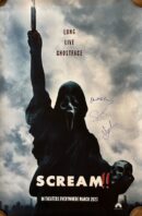 Ghostface holding knife on "Scream" movie poster.