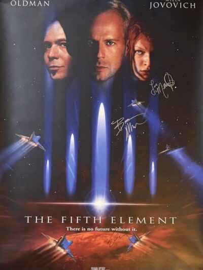 The Fifth Element movie poster with signatures.