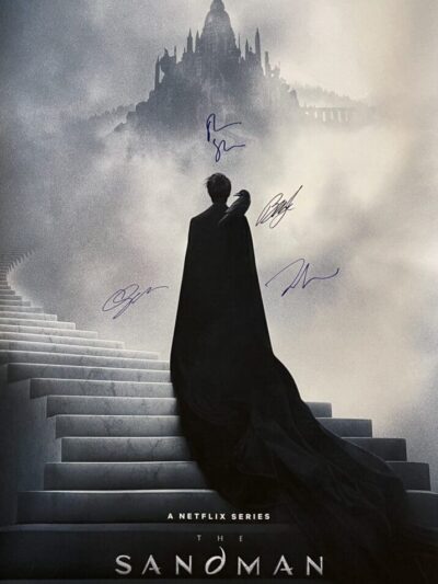 Person ascending stairs to a mystical castle.