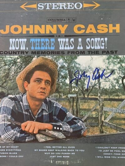 Johnny Cash album cover with autograph.