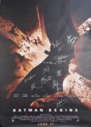 Batman Begins poster with multiple autographs.