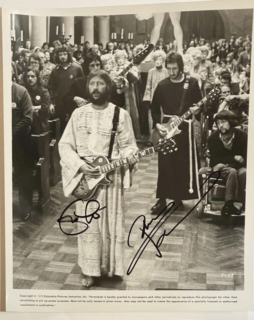 Musicians performing in a crowded church setting.