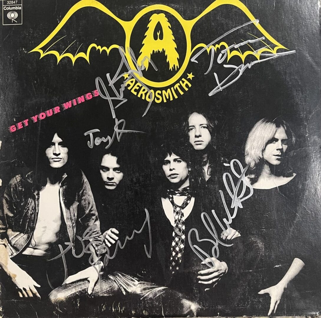 Aerosmith "Get Your Wings" album cover autographed.