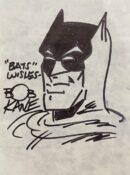 Drawing of a superhero with signature.
