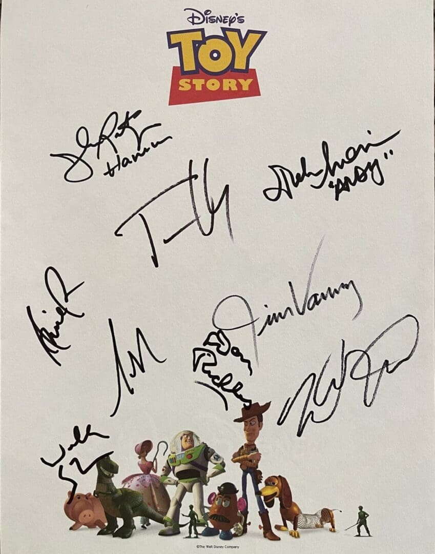 Toy Story poster with various signatures.