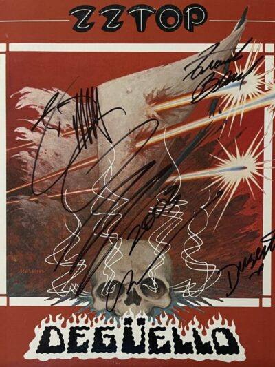ZZ Top "Degüello" album cover with signatures.