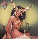 Woman in elaborate golden fantasy costume.