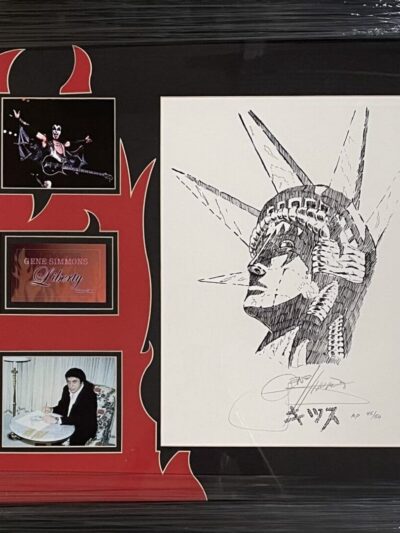 Framed artwork with photos and Statue of Liberty.