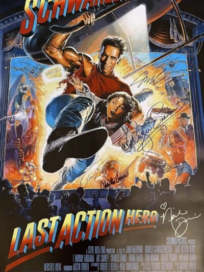 Action movie poster with heroic scene illustration.