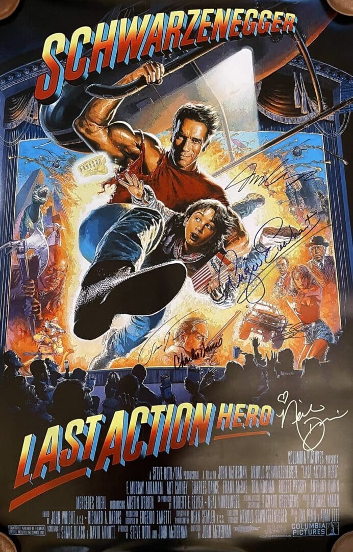 Action movie poster with heroic scene illustration.