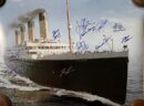 Painting of the Titanic with autographs.
