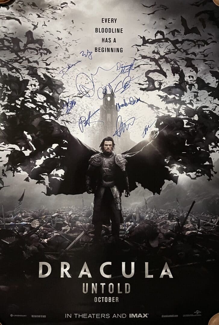 Dracula Untold movie poster with autographs.